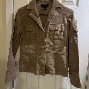 Y2K Outer Edge Women’s Khaki Utility Military Safari Jacket Size Small